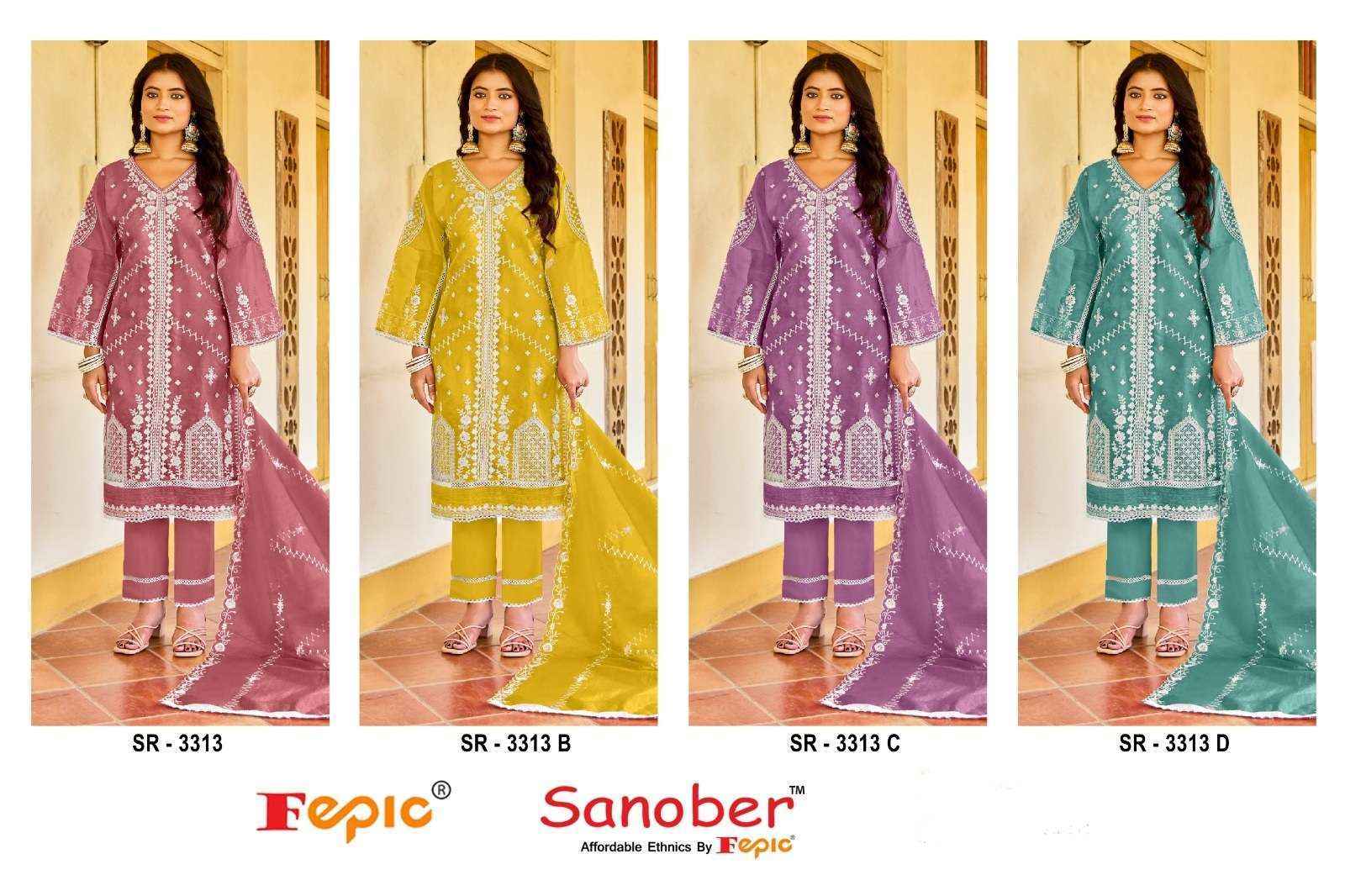 Fepic Sanober Sr 3313 Organza Dress Material (4 pcs Catalogue)