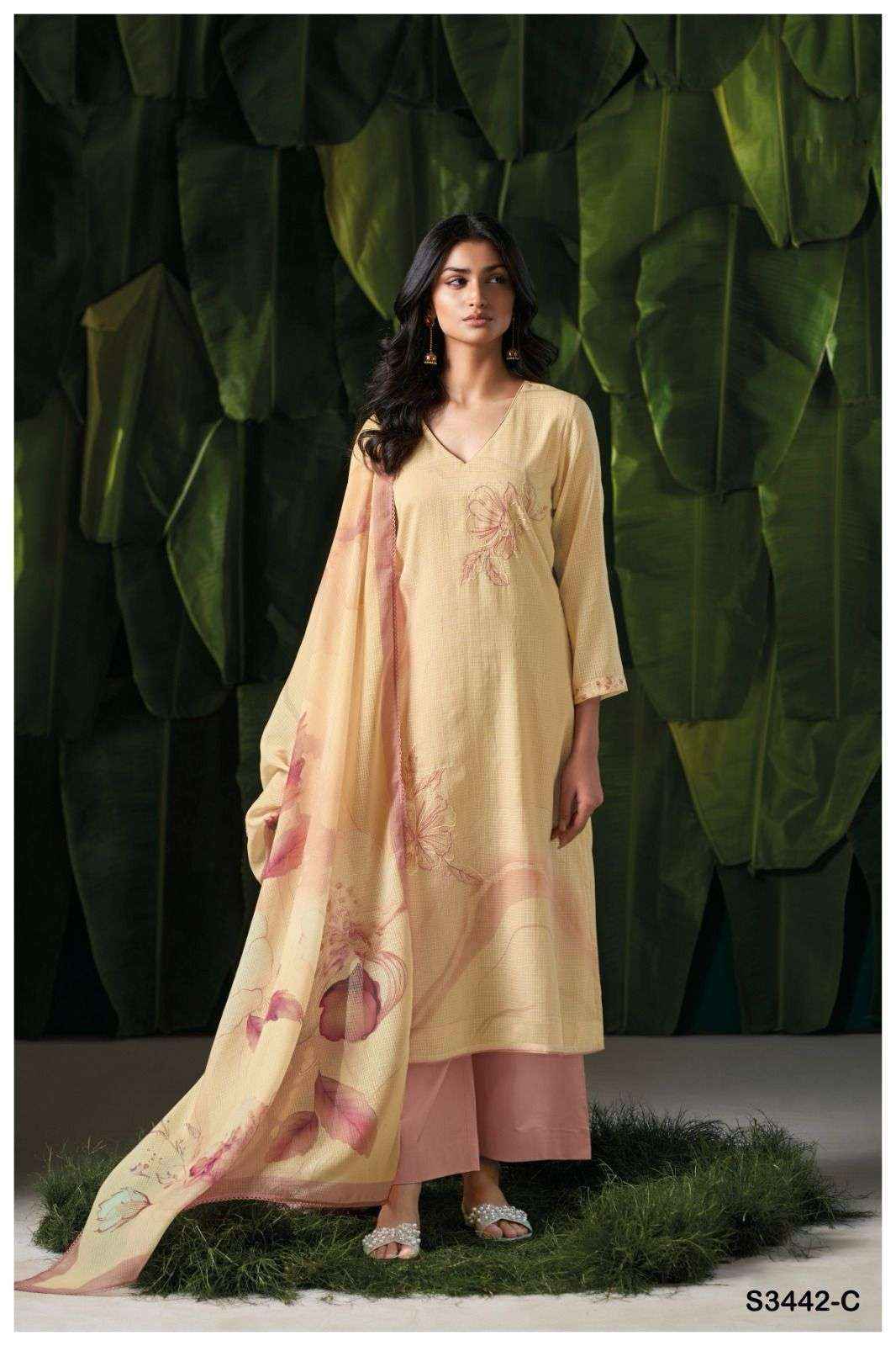 Ganga Beverly-3442 Cotton Dress Material (4 pcs Catalogue)