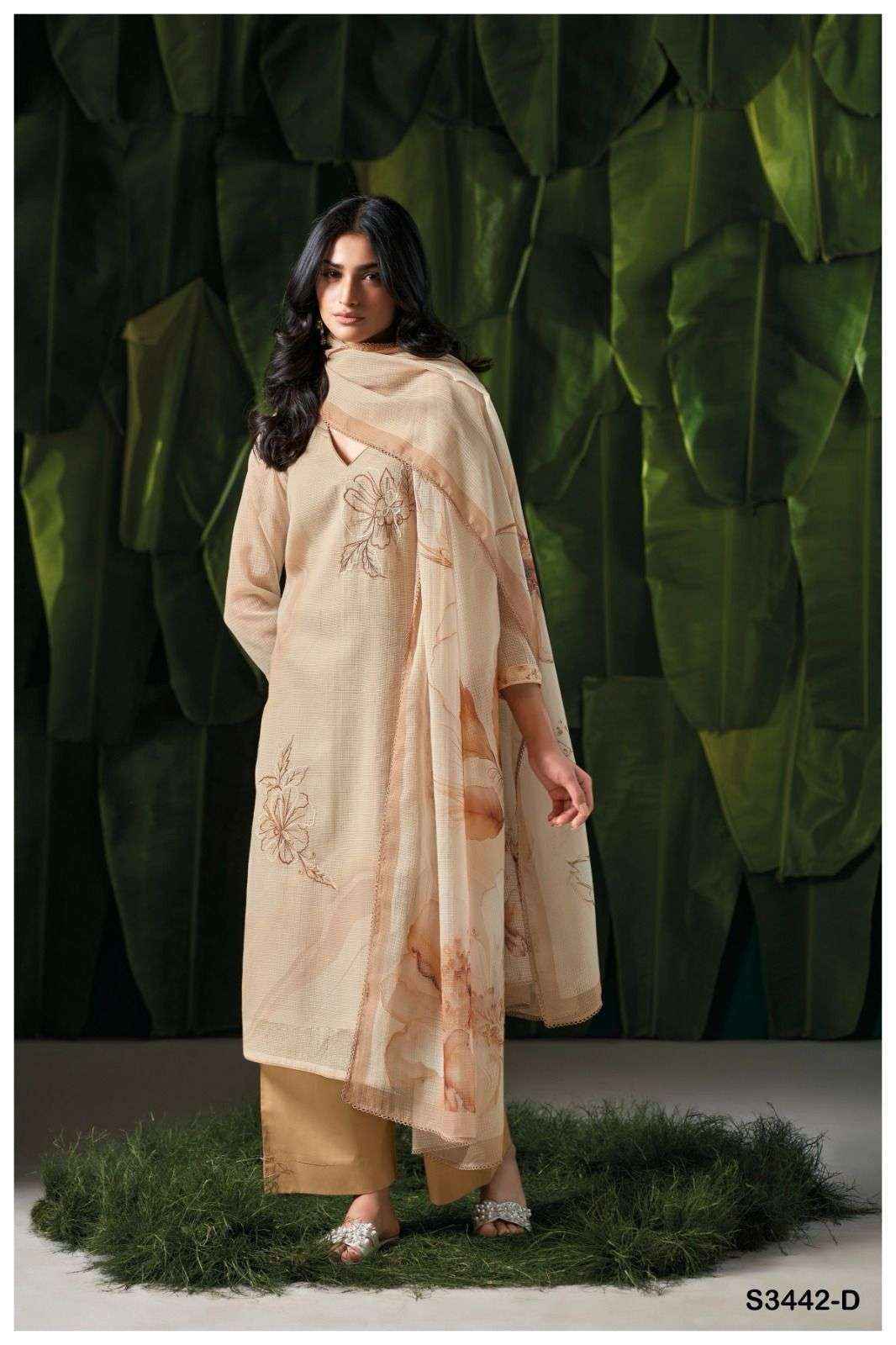 Ganga Beverly-3442 Cotton Dress Material (4 pcs Catalogue)