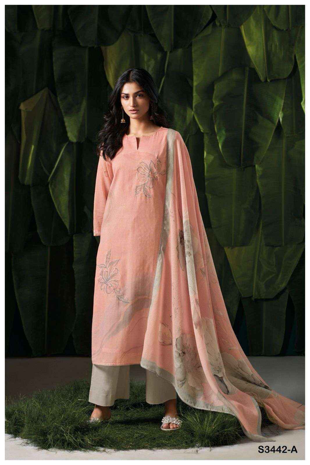 Ganga Beverly-3442 Cotton Dress Material (4 pcs Catalogue)