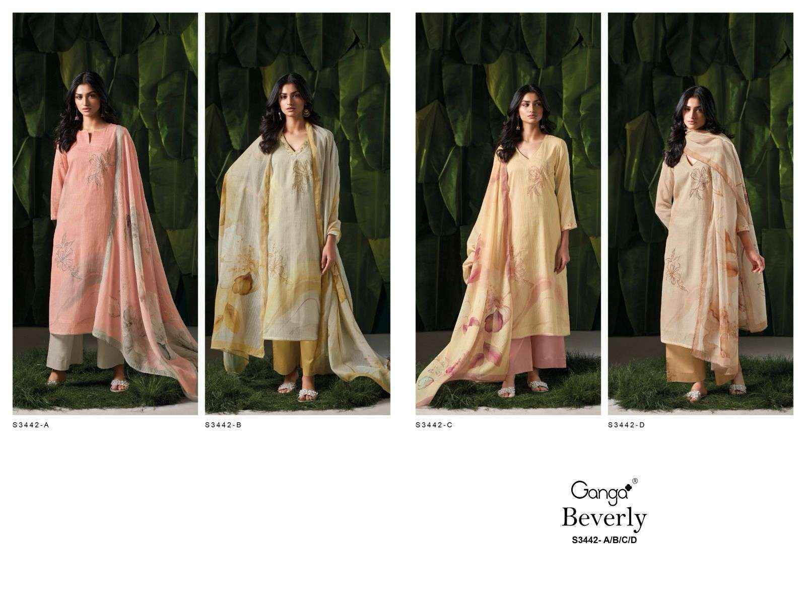 Ganga Beverly-3442 Cotton Dress Material (4 pcs Catalogue)