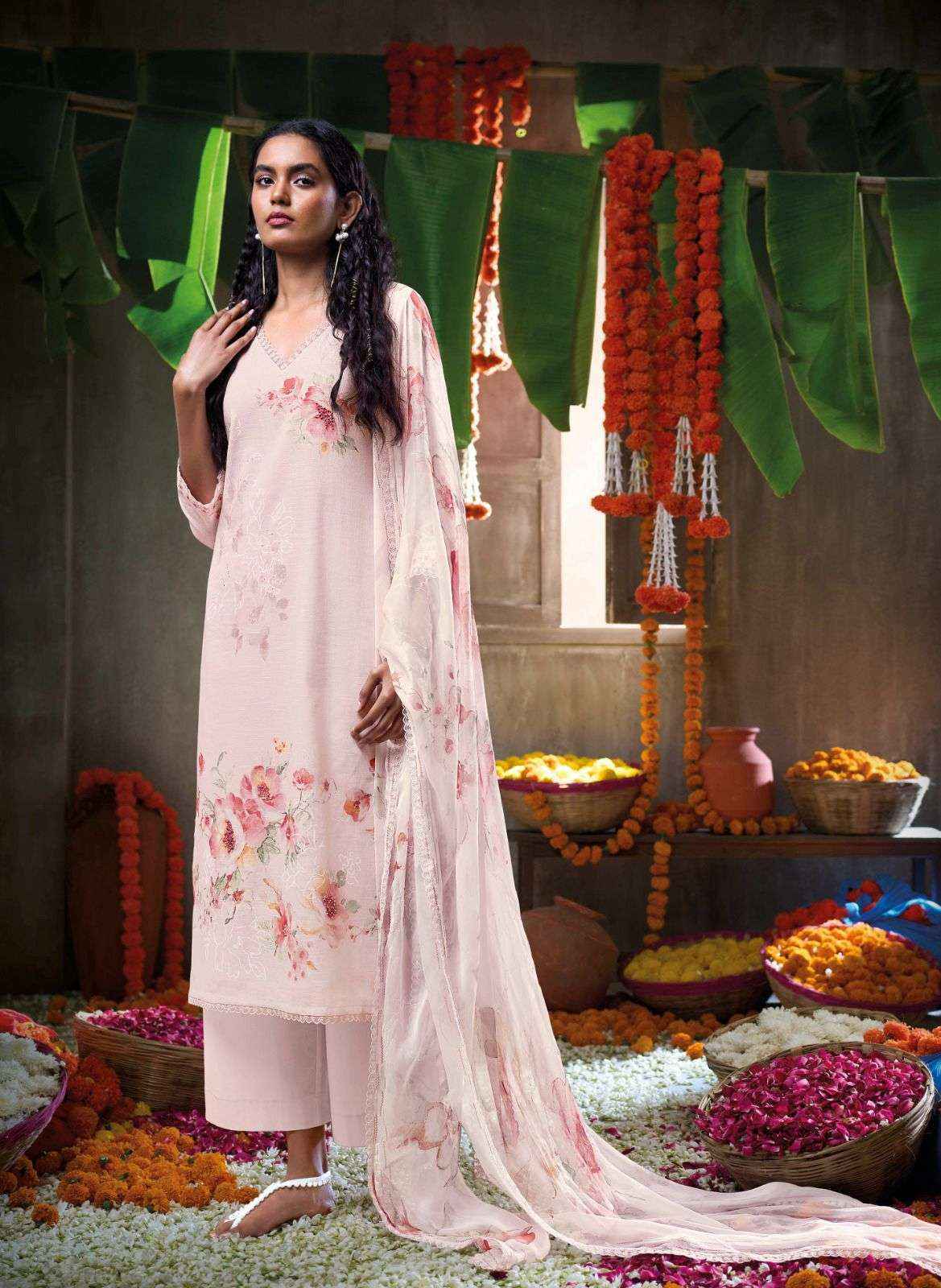 Ganga Daffodil Linen Cotton Dress Material (6 pcs Catalogue)