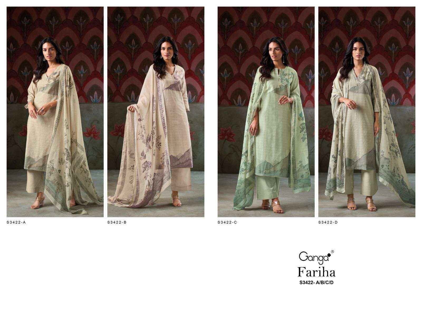 Ganga Fariha-3422 Cotton Dress Material (4 pcs Catalogue)