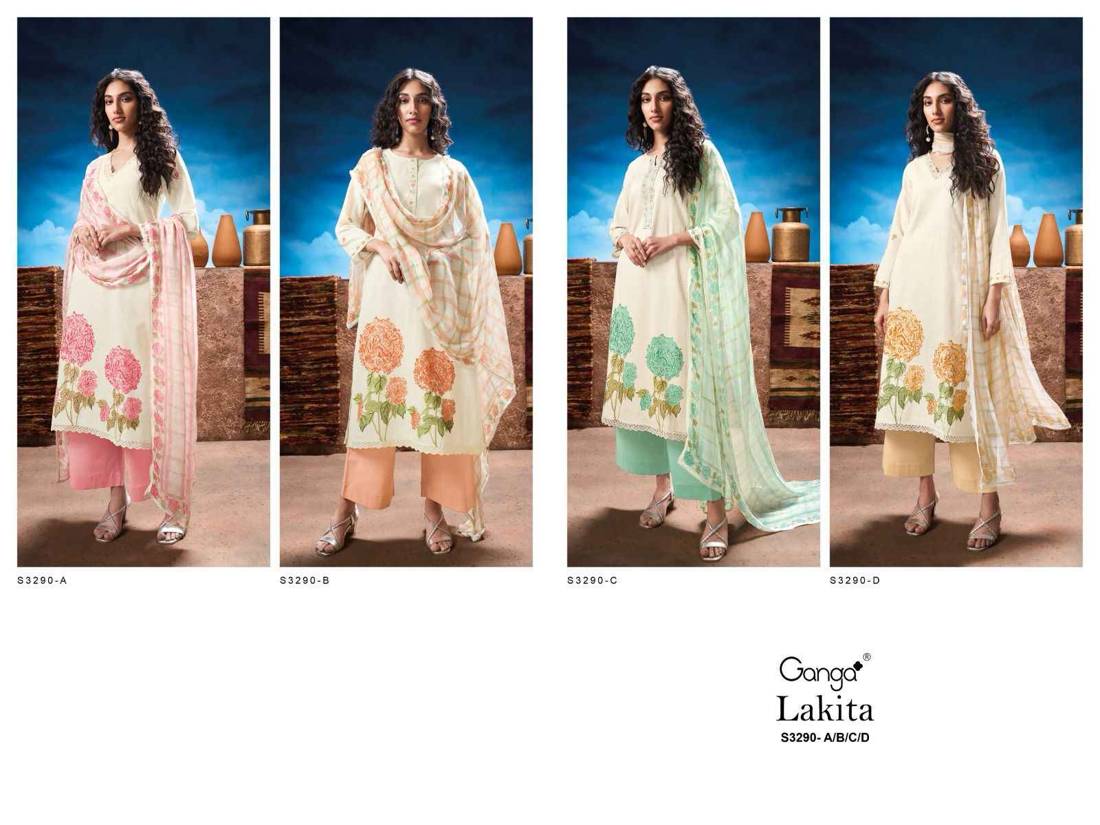 Ganga Lakita 3290 Premium Cotton Dress Material 4 pcs Catalogue