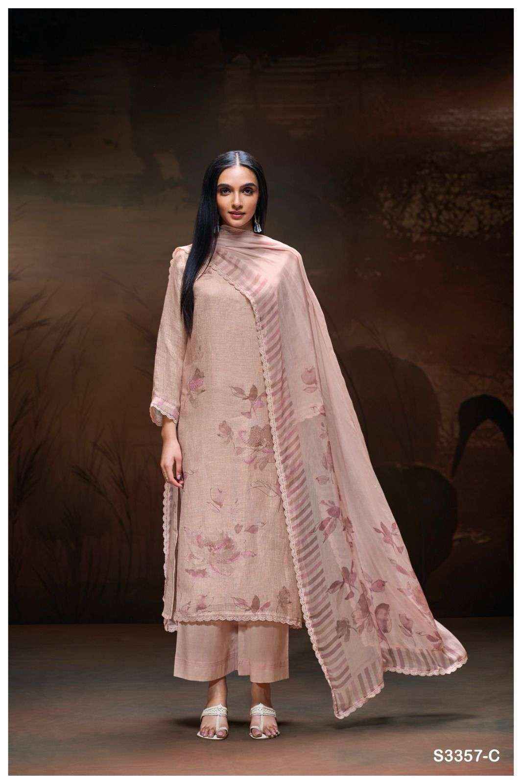 Ganga Micki-3357 Linen Cotton Dress Material (4 pcs Catalogue)