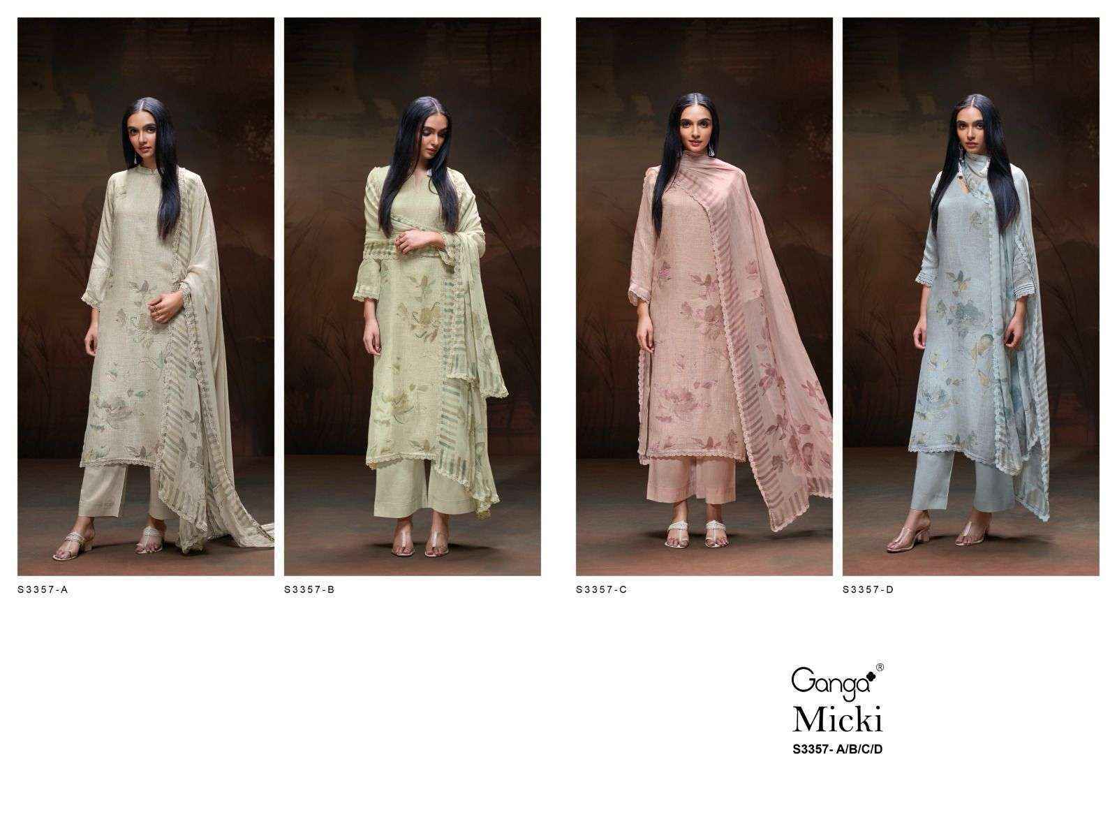 Ganga Micki-3357 Linen Cotton Dress Material (4 pcs Catalogue)