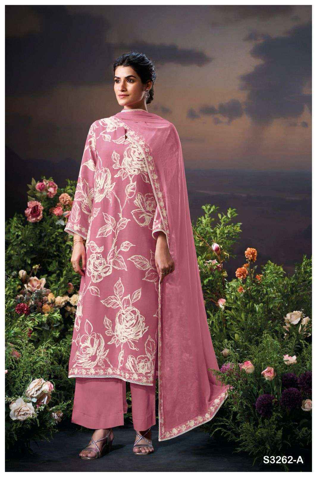 Ganga Mukti-3262 Viscouse Musline Dress Material (4 pcs Catalogue)
