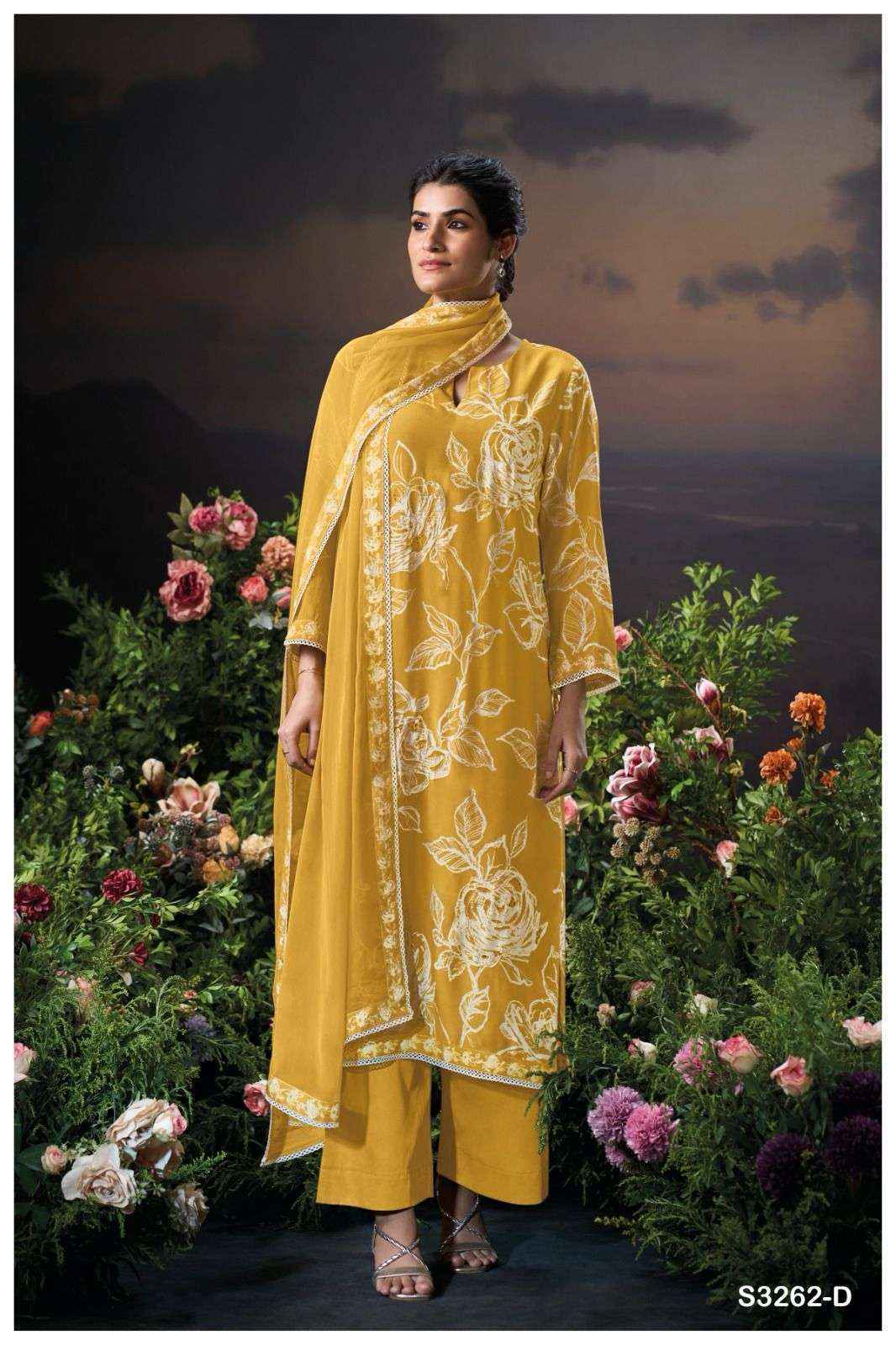Ganga Mukti-3262 Viscouse Musline Dress Material (4 pcs Catalogue)