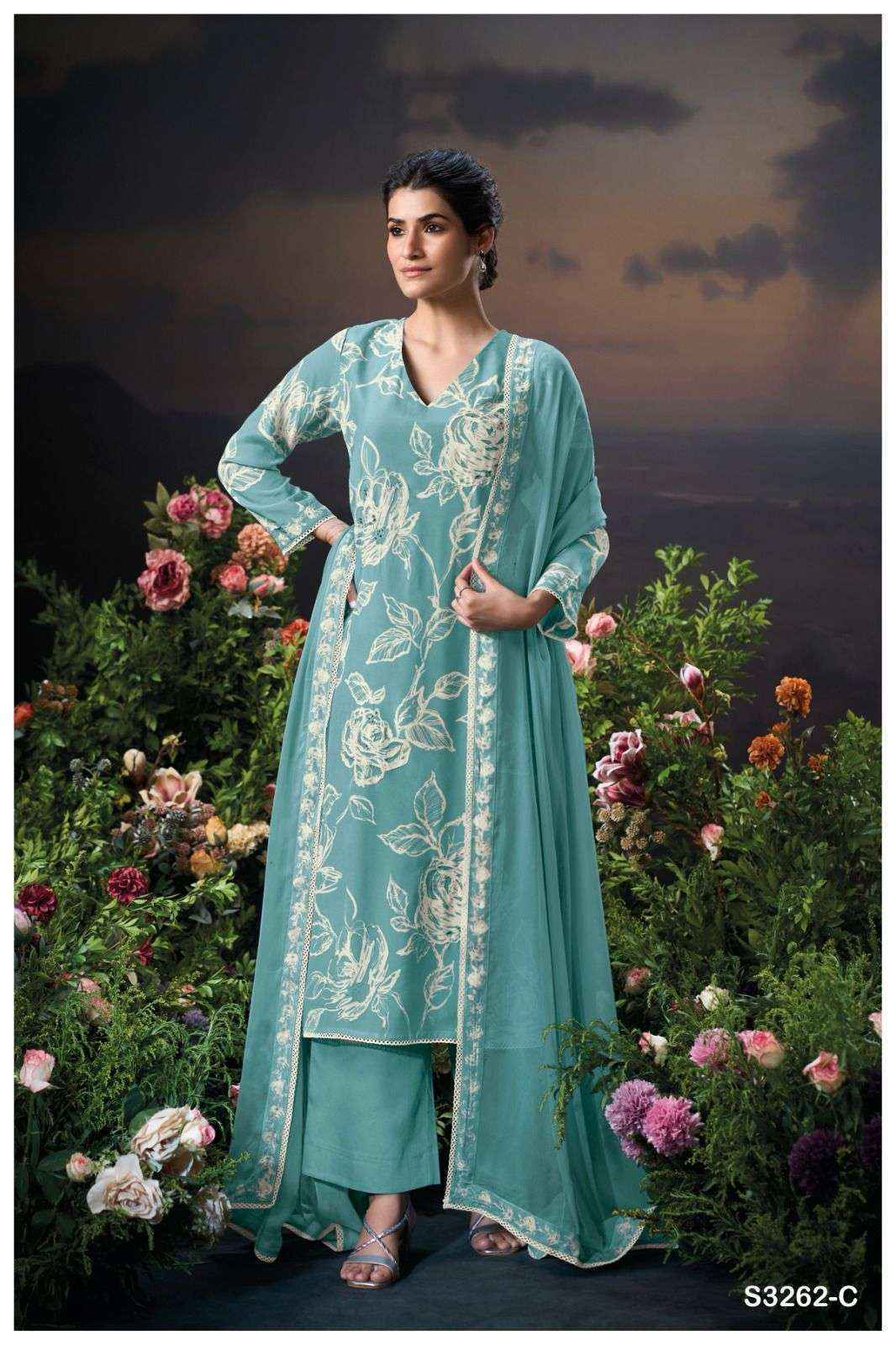 Ganga Mukti-3262 Viscouse Musline Dress Material (4 pcs Catalogue)