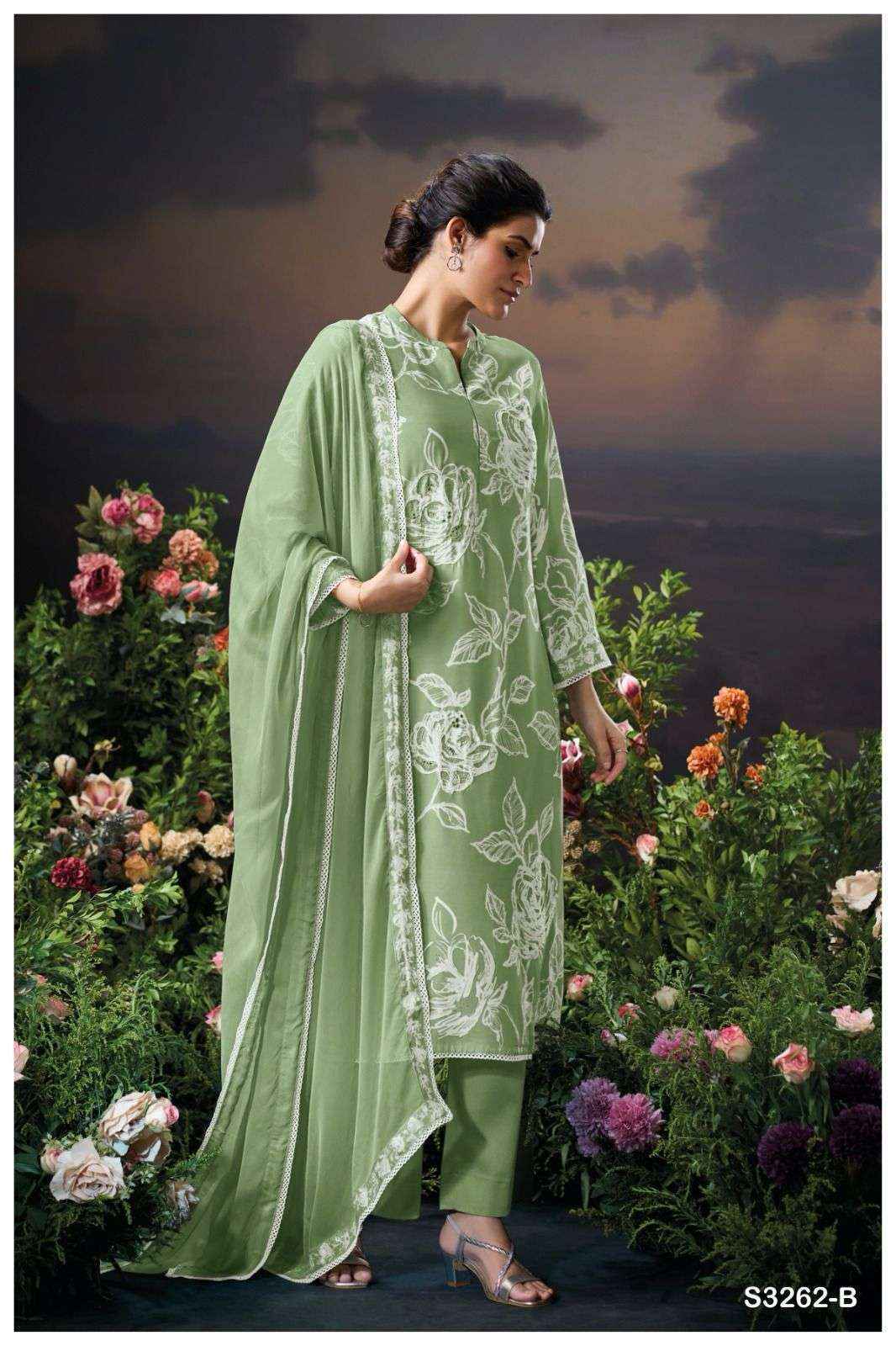Ganga Mukti-3262 Viscouse Musline Dress Material (4 pcs Catalogue)