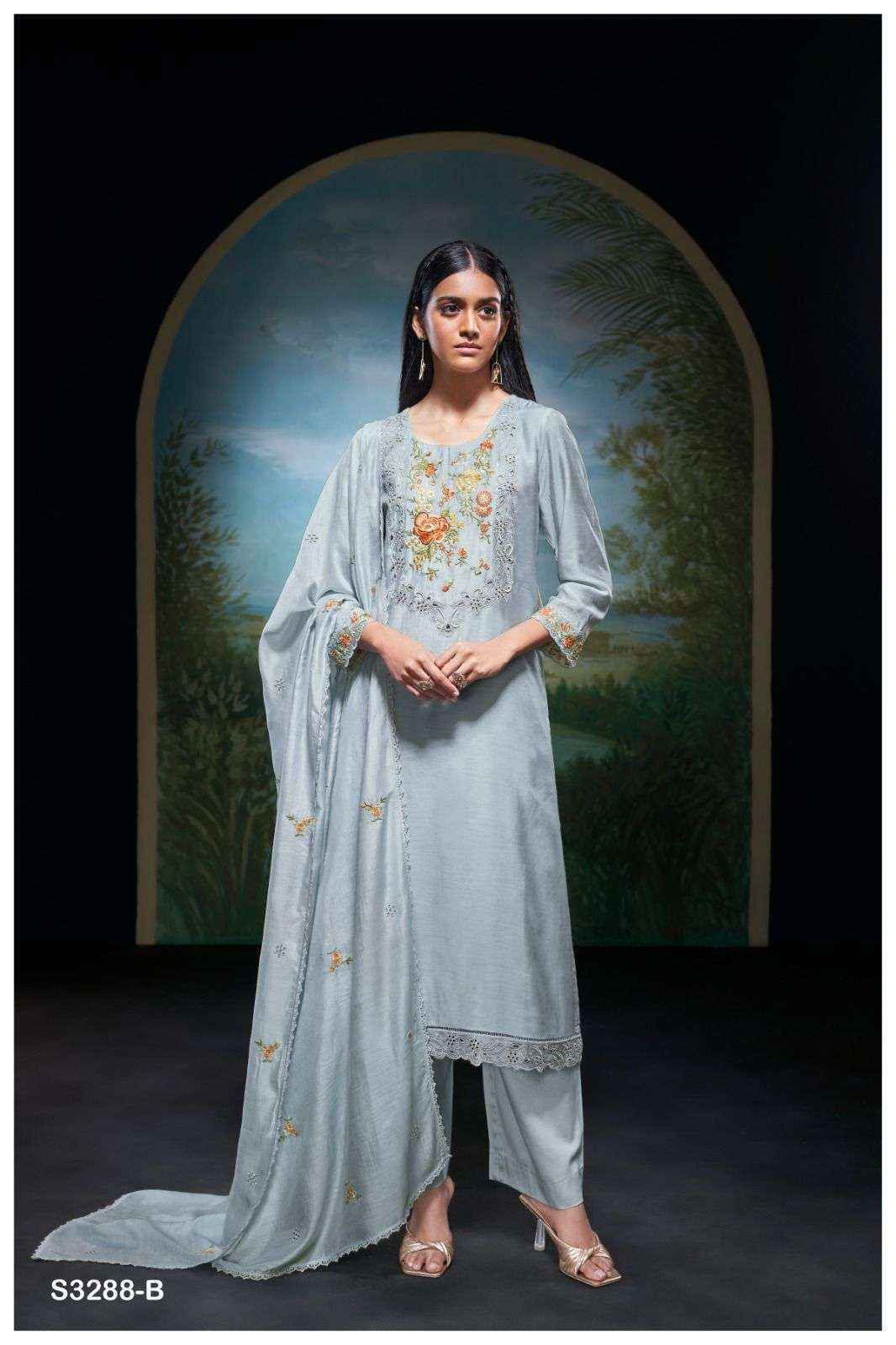Ganga Nithi-3288 Silk Dress Material (2 pcs Catalogue)