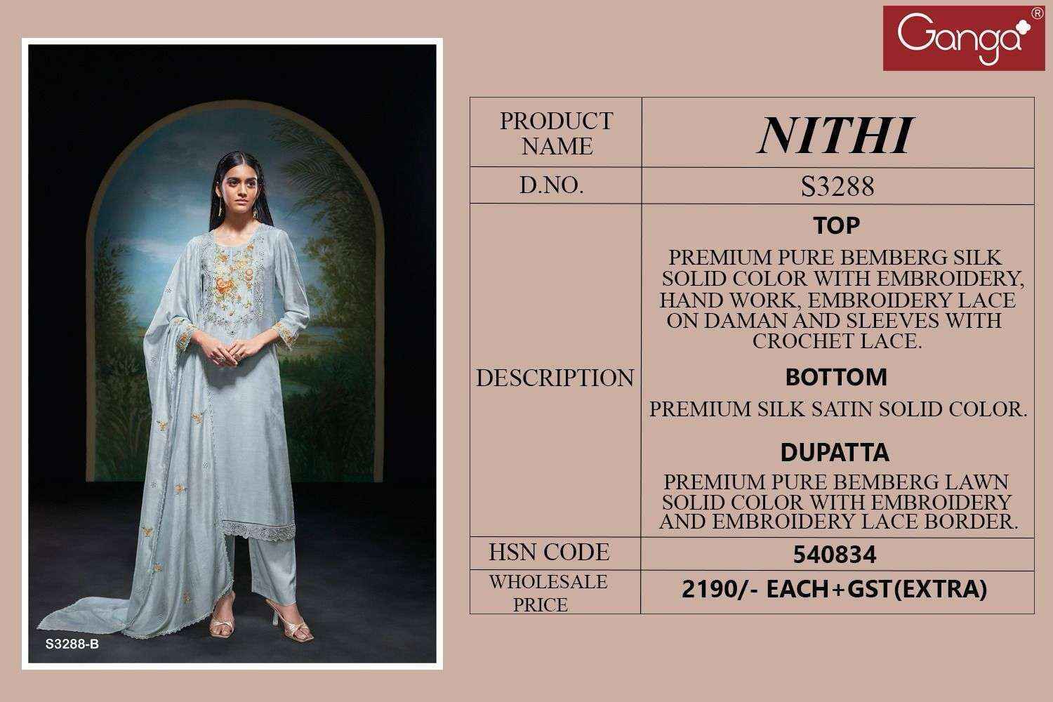 Ganga Nithi-3288 Silk Dress Material (2 pcs Catalogue)