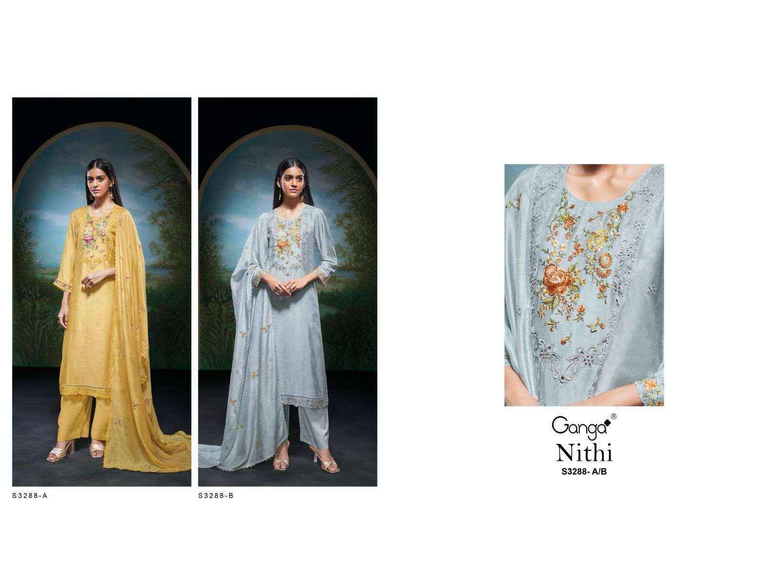 Ganga Nithi-3288 Silk Dress Material (2 pcs Catalogue)