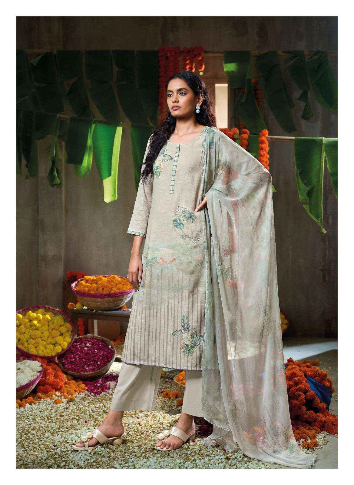 Ganga Papillon Linen Cotton Dress Material (6 pcs Catalogue)