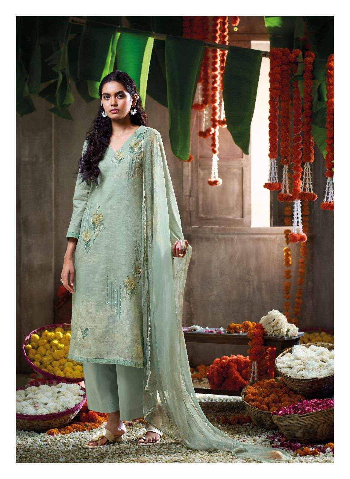 Ganga Papillon Linen Cotton Dress Material (6 pcs Catalogue)
