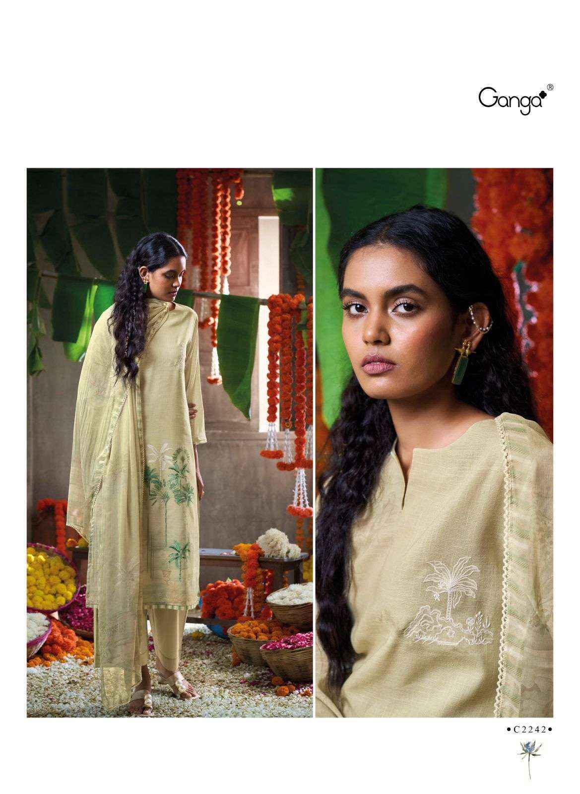 Ganga Papillon Linen Cotton Dress Material (6 pcs Catalogue)
