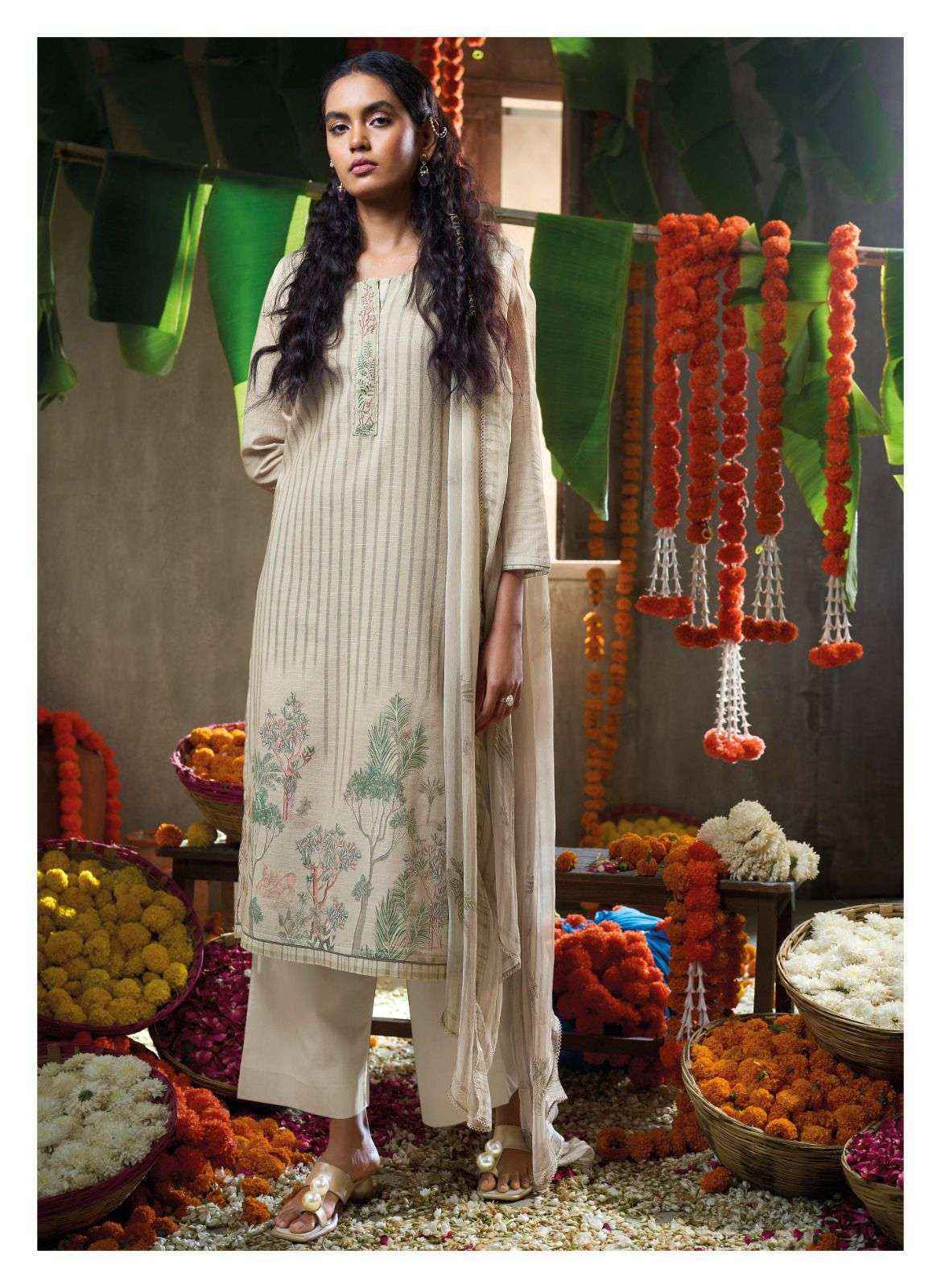Ganga Papillon Linen Cotton Dress Material (6 pcs Catalogue)