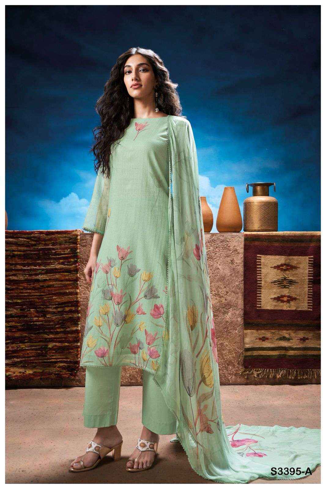 Ganga Quinlyn 3395 Cotton Dress Material 4 pcs Catalogue