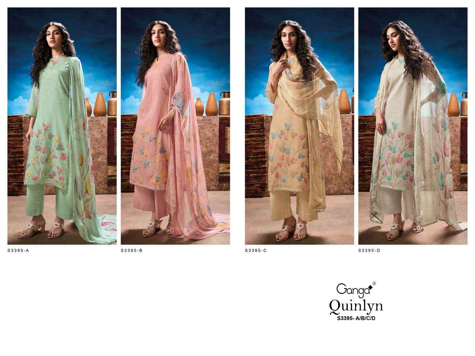 Ganga Quinlyn 3395 Cotton Dress Material 4 pcs Catalogue