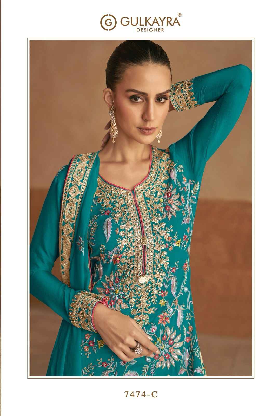 Gulkayra Designer Lahza New Color Readymade Chinon Dress 3 pcs Catalogue