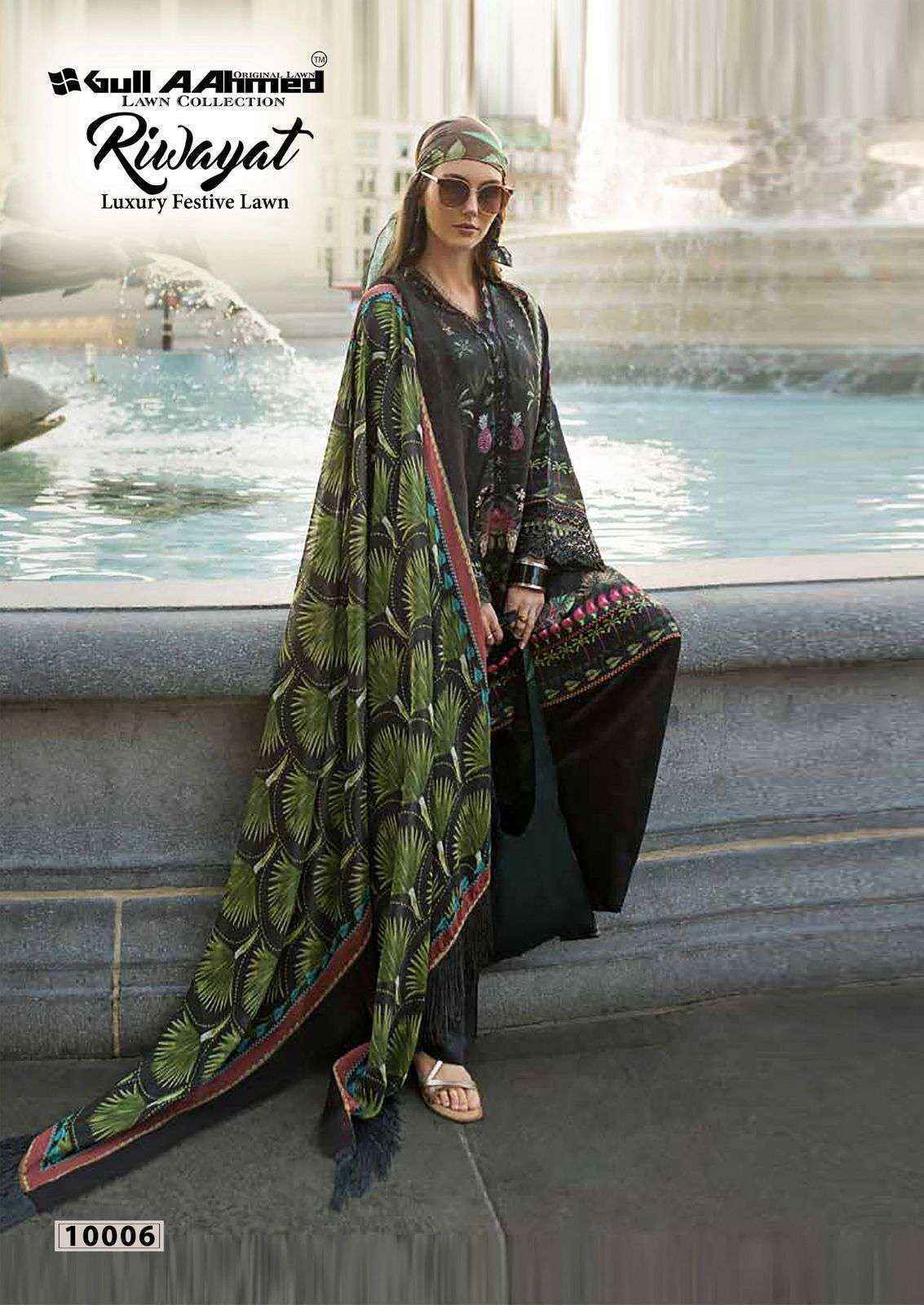 Gull Aahmed Riwayat Vol-10 Lawn Cotton Dress Material (6 pcs Catalogue)