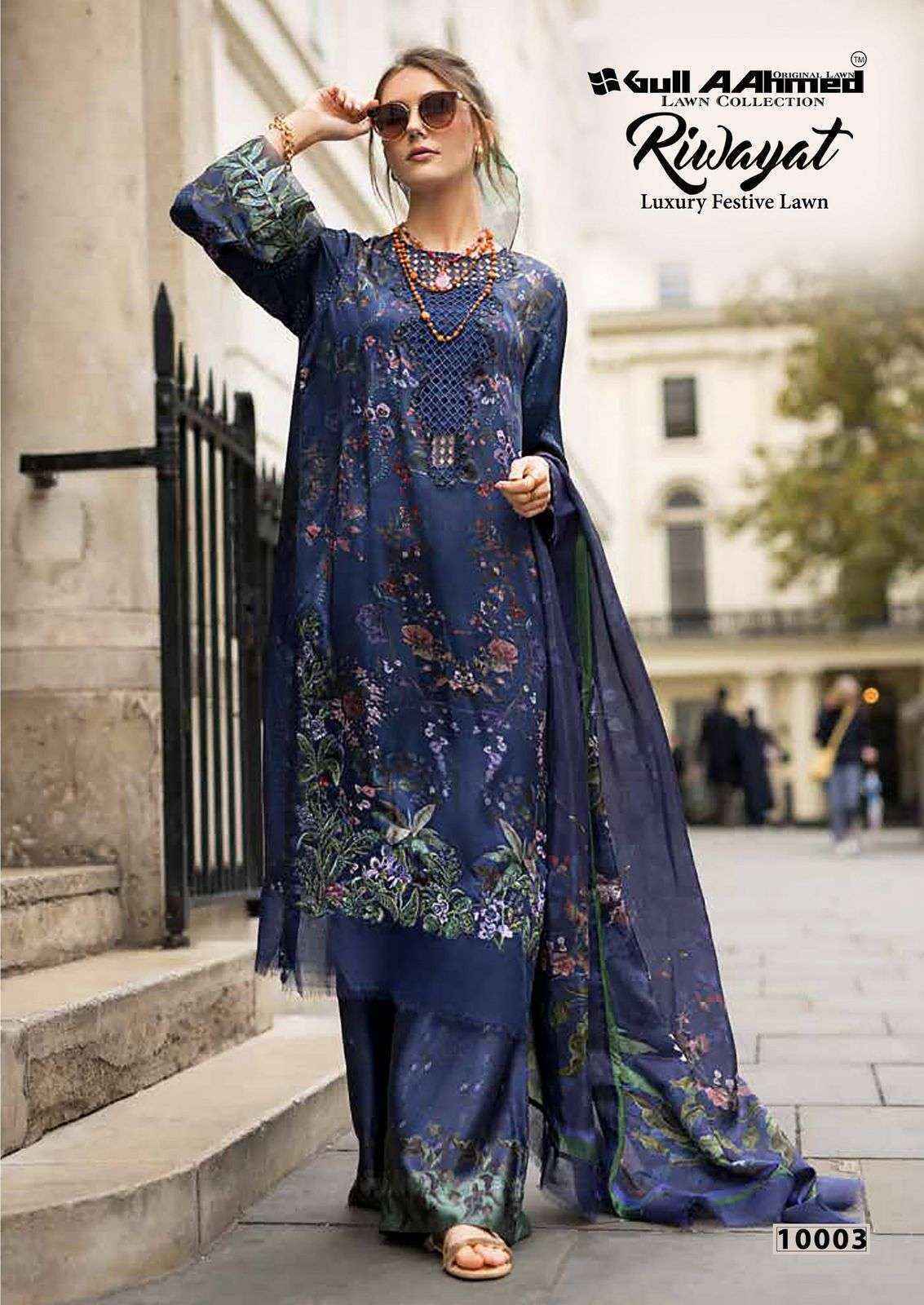 Gull Aahmed Riwayat Vol-10 Lawn Cotton Dress Material (6 pcs Catalogue)