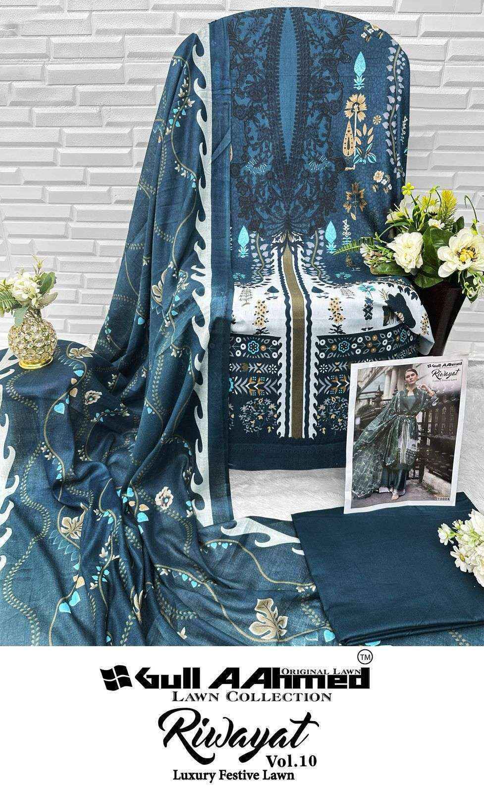 Gull Aahmed Riwayat Vol-10 Lawn Cotton Dress Material (6 pcs Catalogue)