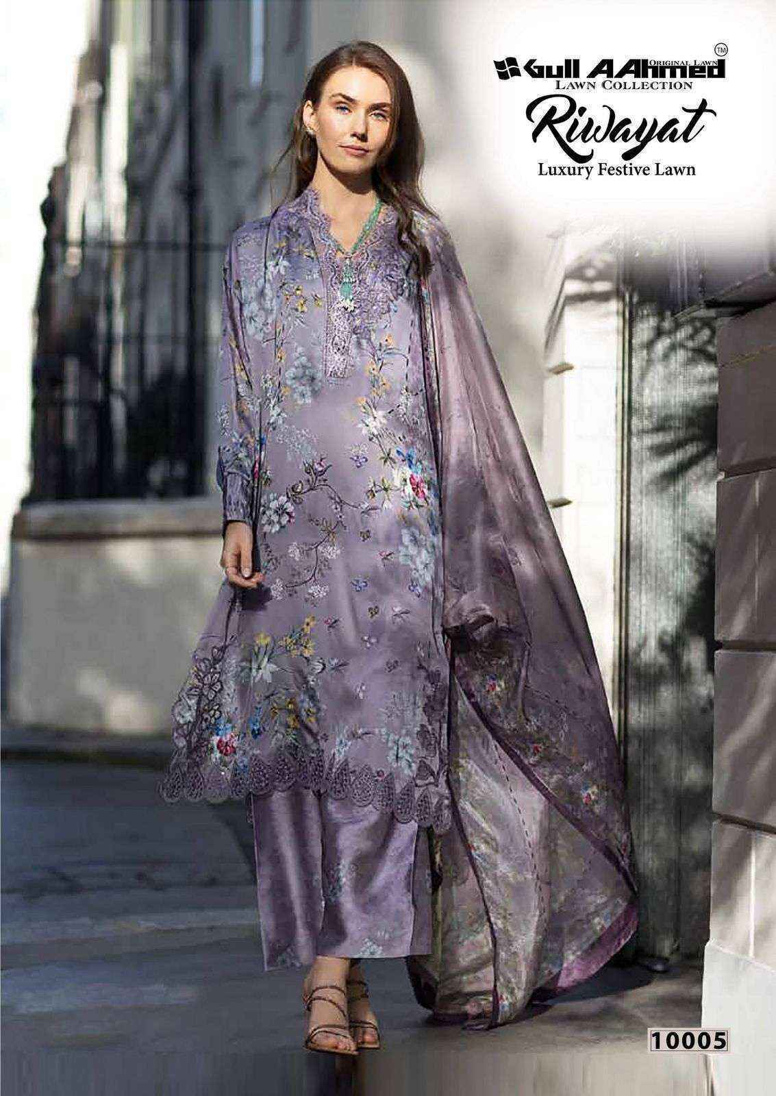 Gull Aahmed Riwayat Vol-10 Lawn Cotton Dress Material (6 pcs Catalogue)