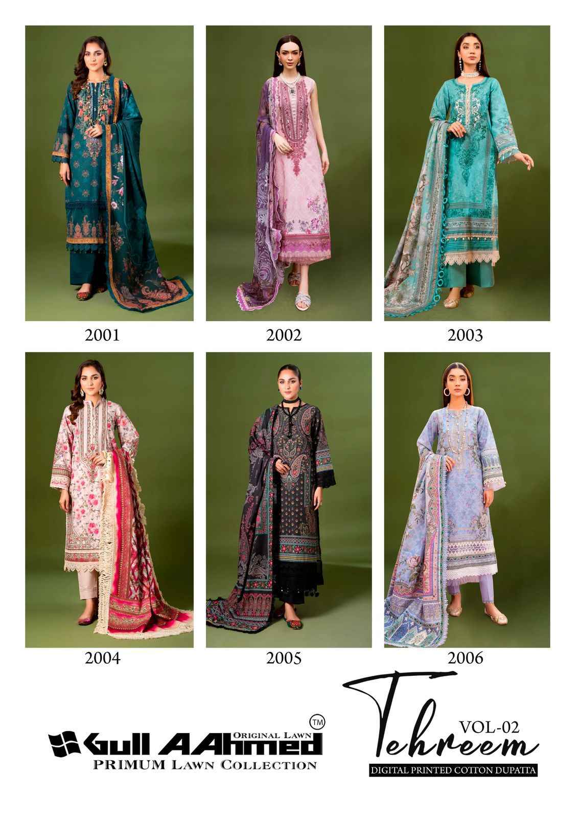Gull Aahmed Tehreem Vol 2 Lawn Cotton Dress Material 6 pcs Catalogue