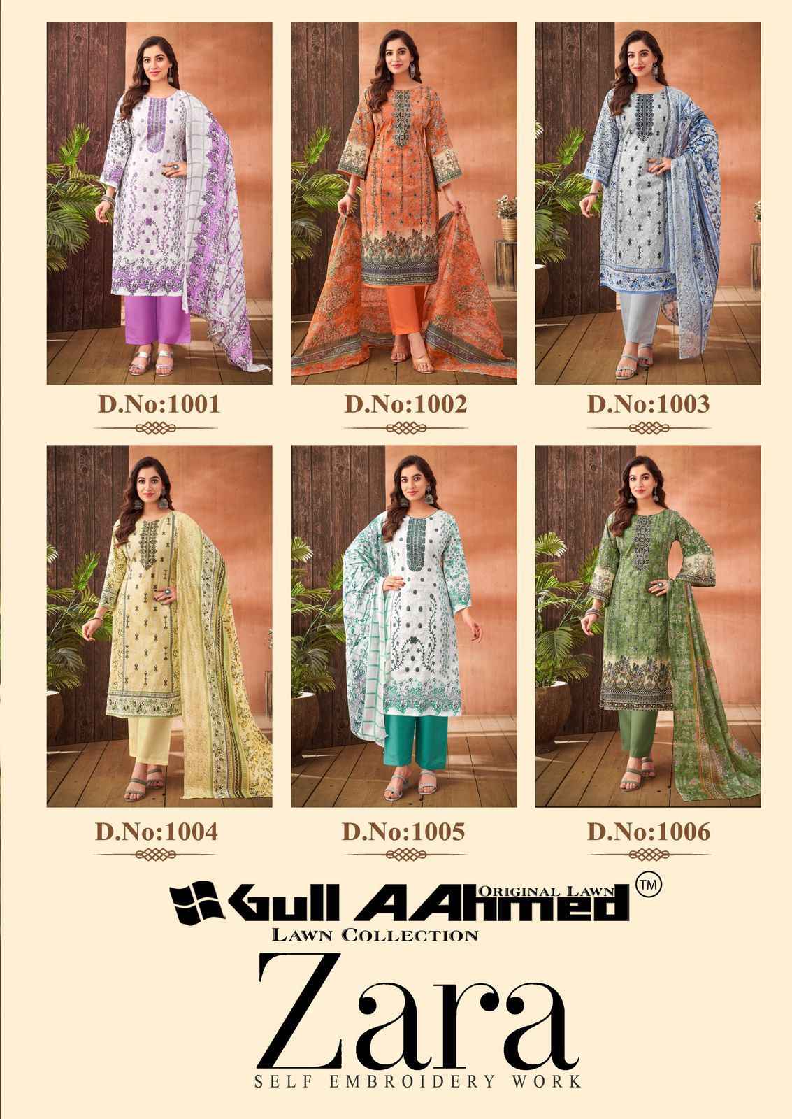Gull Aahmed Zara Lawn Dress Material 6 pcs Catalogue