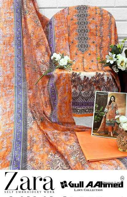 Gull Aahmed Zara Lawn Dress Material 6 pcs Catalogue