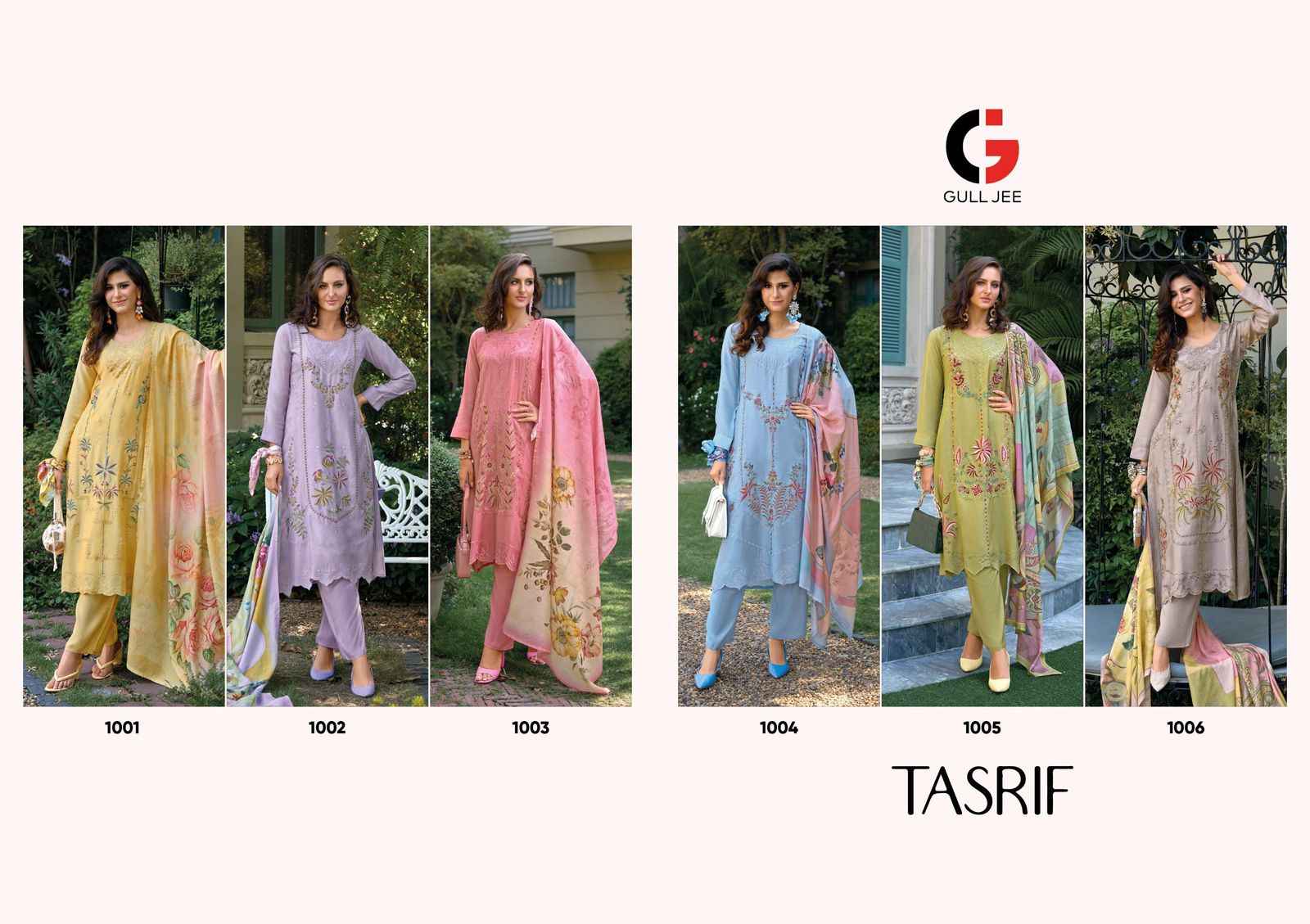 Gull Jee Tasrif Musline Silk Dress Material 6 pcs Catalogue