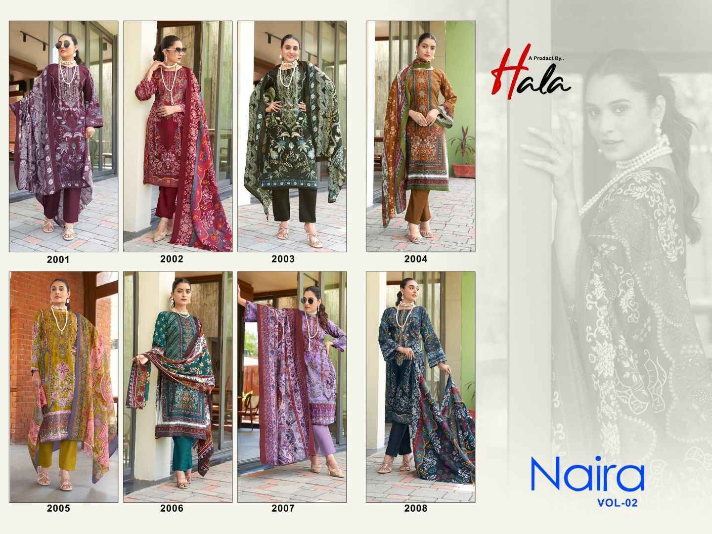 Hala Naira Vol-2 Cotton Dress Materail (8 pcs Catalogue)