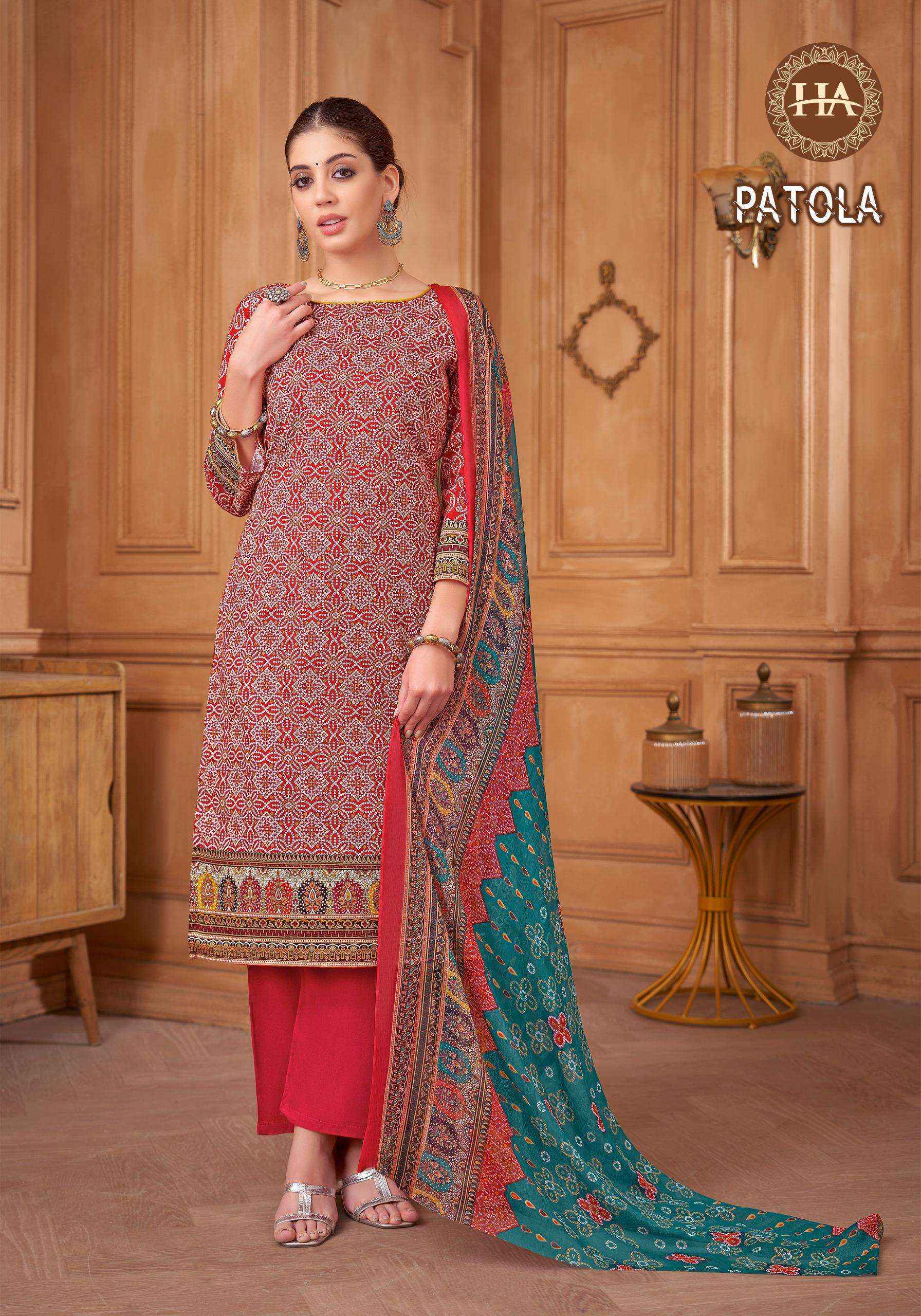 Harshit Fashion Patola Cotton Dress Material (8 pcs Catalogue)