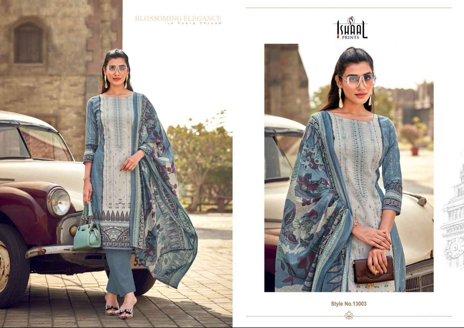 Ishaal Embroidered Vol-13 Lawn Cotton Dress Material (10 pcs Catalogue)