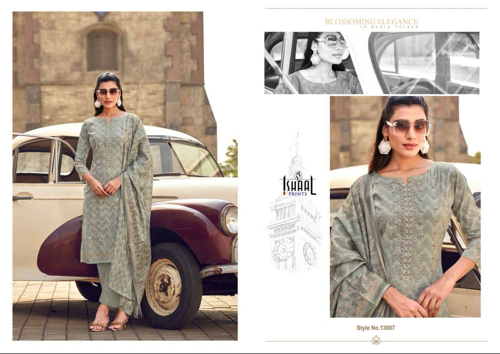 Ishaal Embroidered Vol-13 Lawn Cotton Dress Material (10 pcs Catalogue)