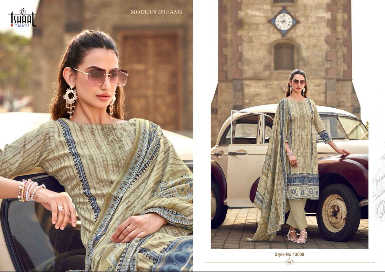 Ishaal Embroidered Vol-13 Lawn Cotton Dress Material (10 pcs Catalogue)