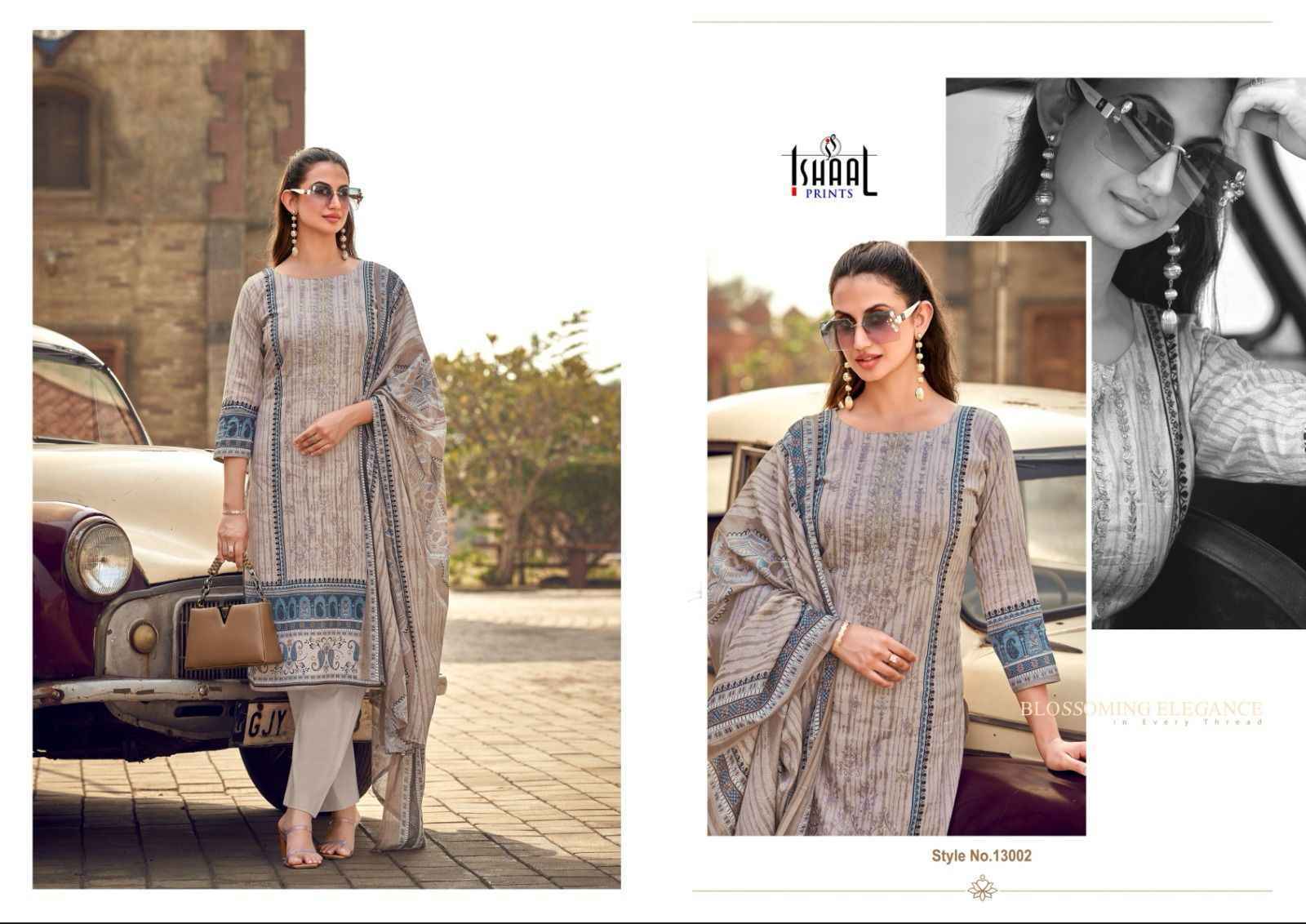 Ishaal Embroidered Vol-13 Lawn Cotton Dress Material (10 pcs Catalogue)