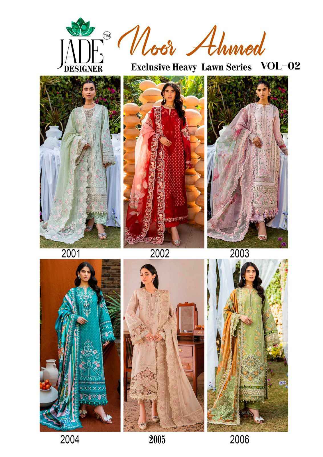 Jade Noor Aahmed Vol 2 Lawn Cotton Dress Material 6 pcs Catalogue