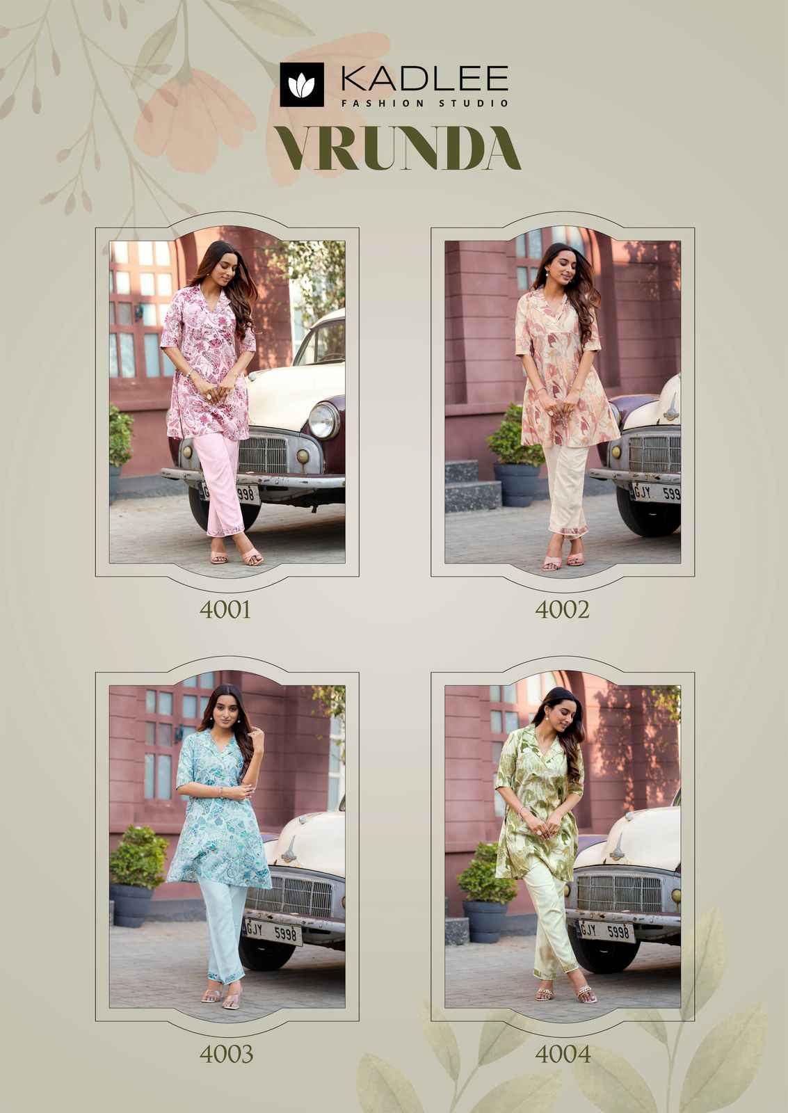 Kadlee Vrunda Vetican Co ord Set 4 pcs Catalogue