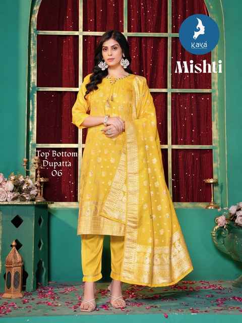 Kaya Mishti Silk Shimmer Kurti Combo 6 pcs Catalogue