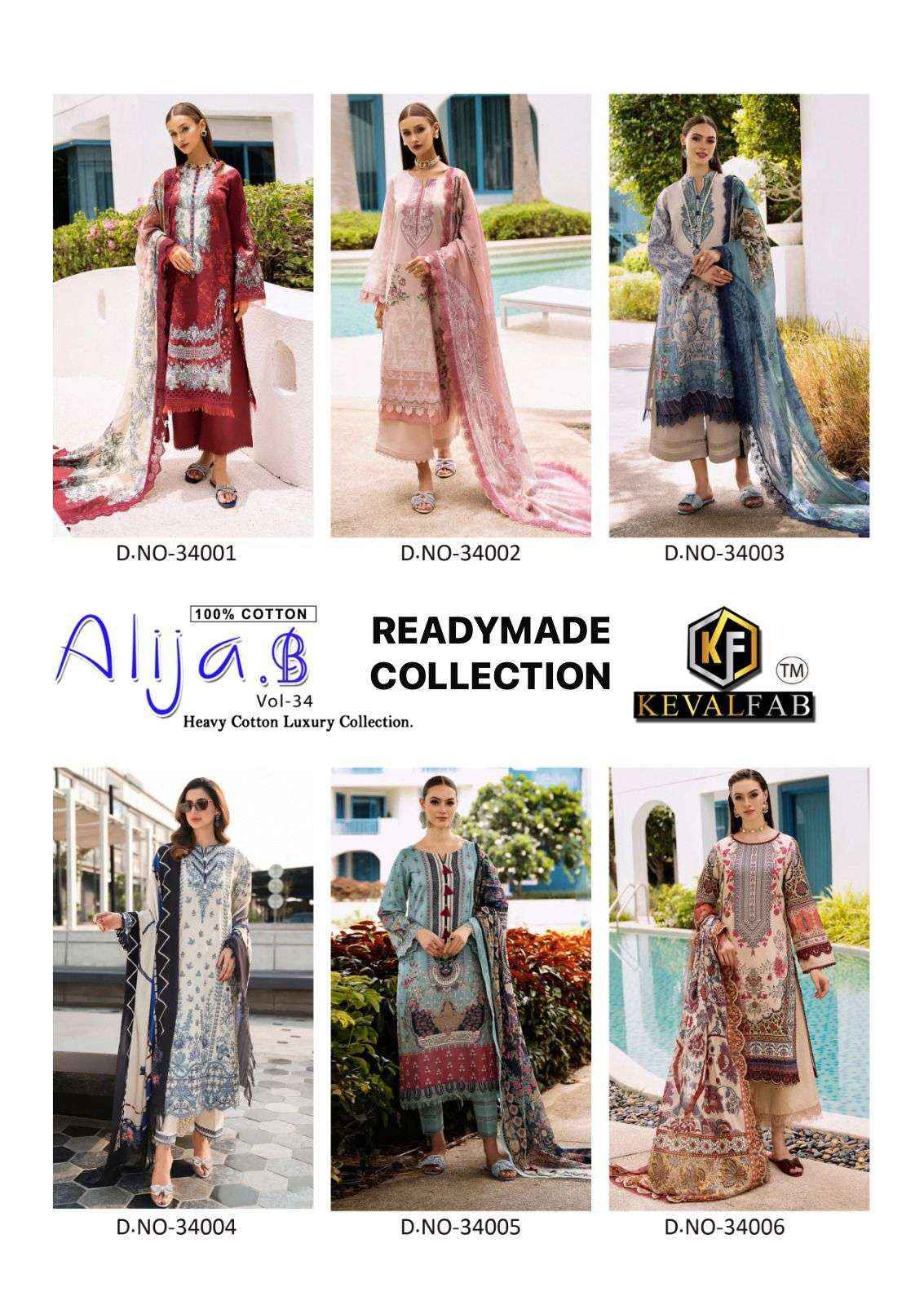 Keval Fab Alija B Vol 34 Readymade Cotton Dress 6 pcs Catalogue