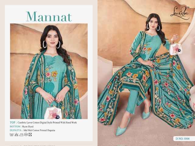 Levisha Mannat Cotton Dress Material 4 pcs Catalogue