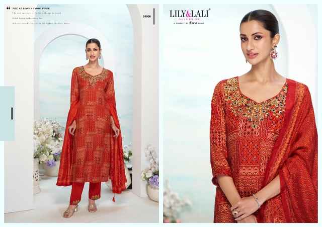 Lily & Lali Florista Readymade Natural Crepe Dress 6 pcs Catalogue
