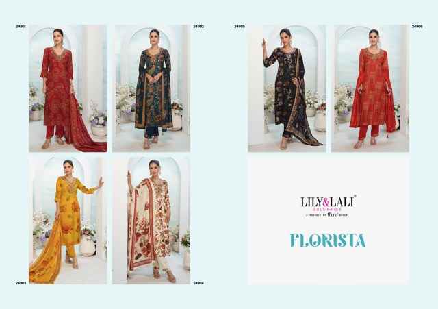 Lily & Lali Florista Readymade Natural Crepe Dress 6 pcs Catalogue