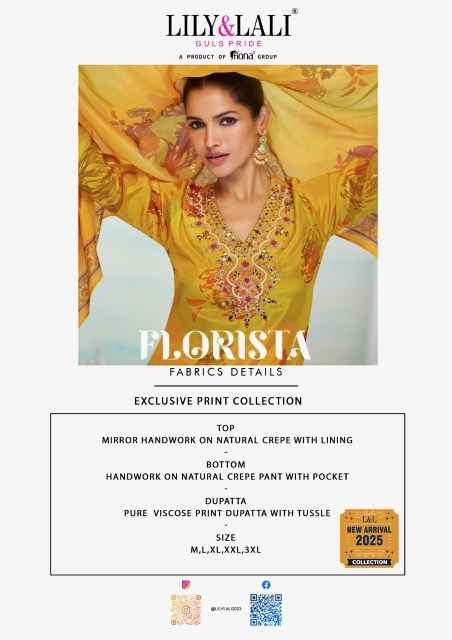 Lily & Lali Florista Readymade Natural Crepe Dress 6 pcs Catalogue