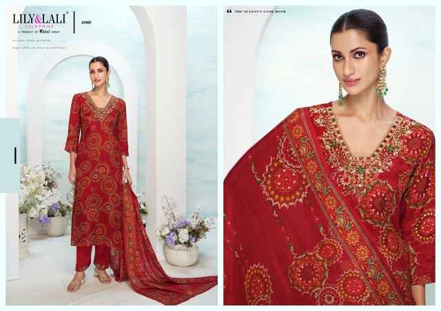 Lily & Lali Florista Readymade Natural Crepe Dress 6 pcs Catalogue