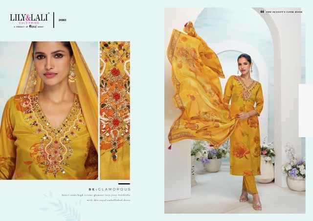 Lily & Lali Florista Readymade Natural Crepe Dress 6 pcs Catalogue