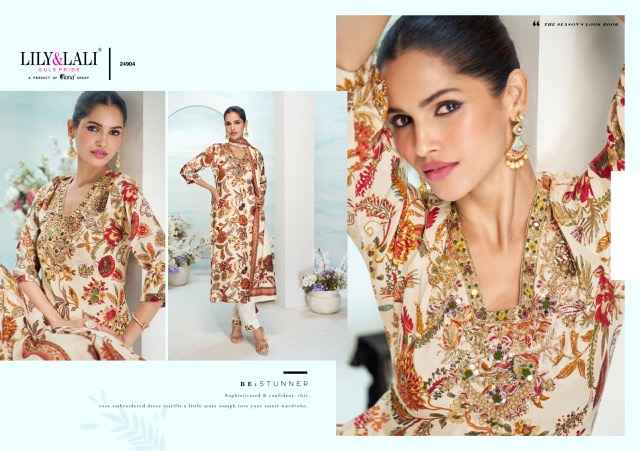 Lily & Lali Florista Readymade Natural Crepe Dress 6 pcs Catalogue