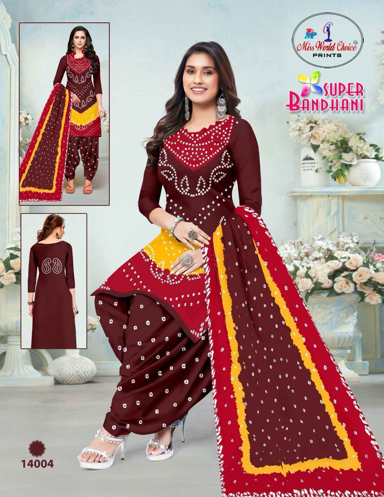 Miss World Choice Bandhani Vol-14 Cotton Dress Material (10 pcs Catalogue)